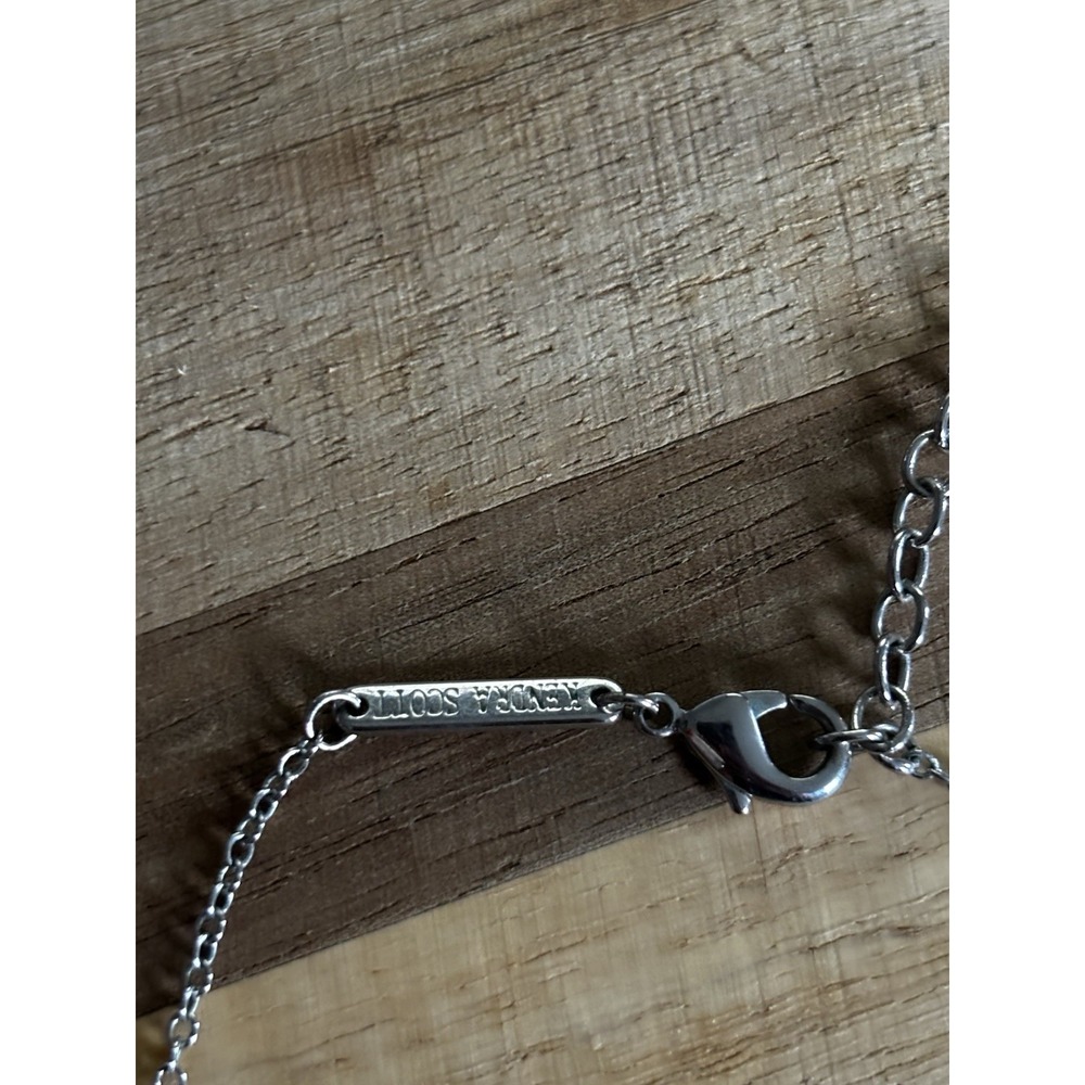 Kendra Scott Isla Necklace Blue Lace Agate Silver Tone Retired Adjustable 18-20" - Picture 8 of 9